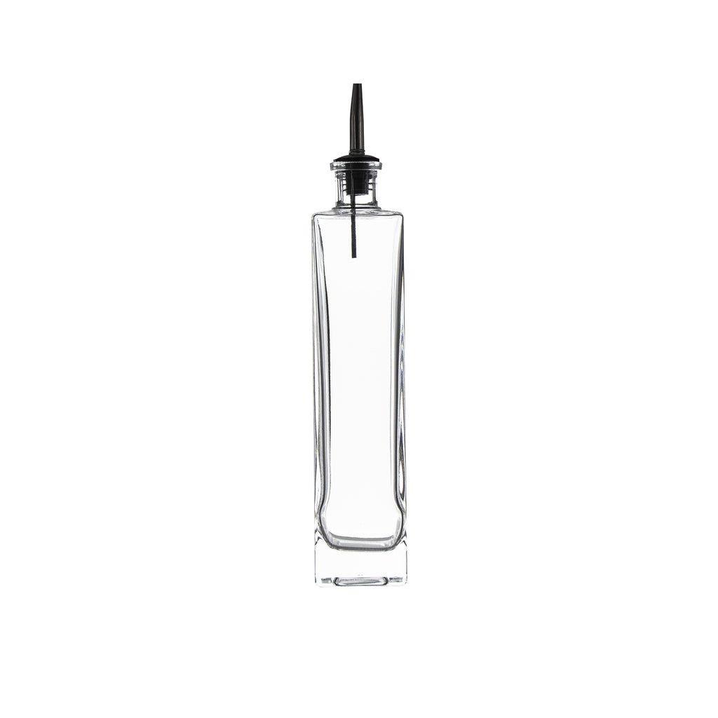 REGENT SQUARE OIL/VINEGAR GLASS BOTTLE WITH HEAVY BASE AND POURER, 500