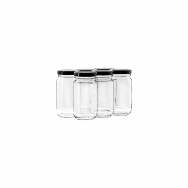 CONSOL SHEER JAR ROUND WITH BLACK LID 6 PACK, 125ML (100X53MM DIA)