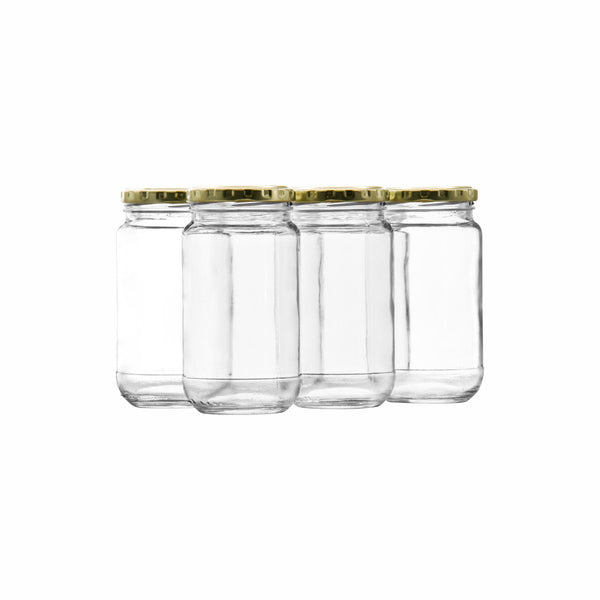 CONSOL SHEER JAR ROUND WITH GOLD LID 6 PACK, 375ML (135X72MM DIA)