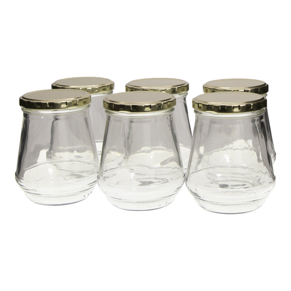 CONSOL CONICAL JAR WITH GOLD LID 6 PACK, 375ML (108MMX90MM DIA)