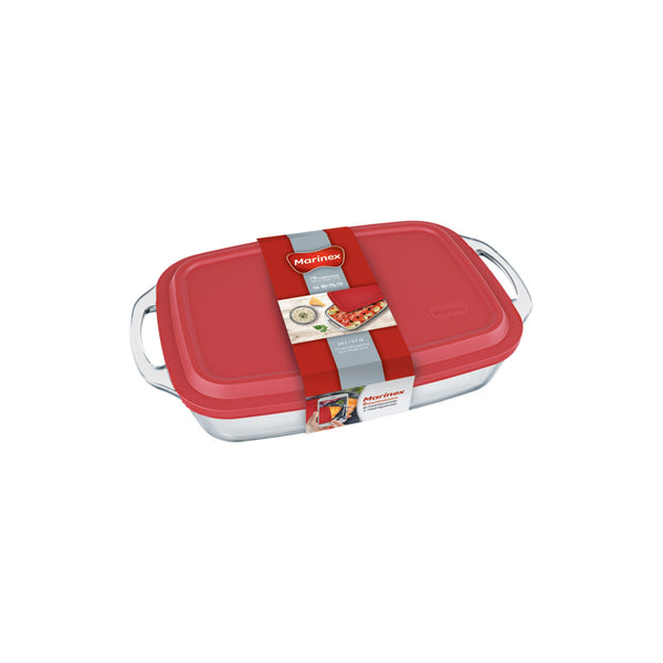 MARINEX SELETTA LARGE RECT. ROASTER WITH HANDLES & PLASTIC LID, 3.5LT (371X232X80MM)