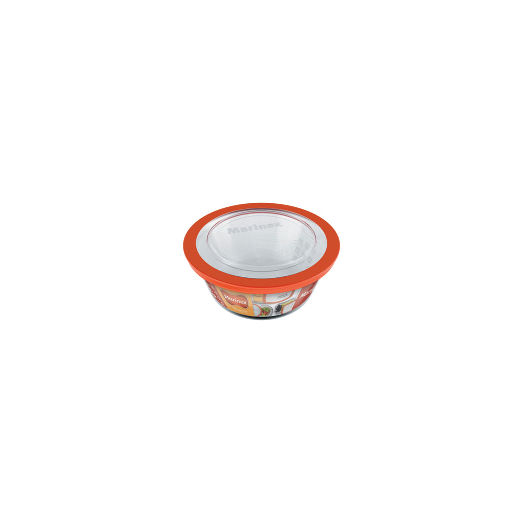 MARINEX ROUND FOOD STORAGE CONTAINER WITH PLASTIC LID, 600ML (144MM DIAX65MM)