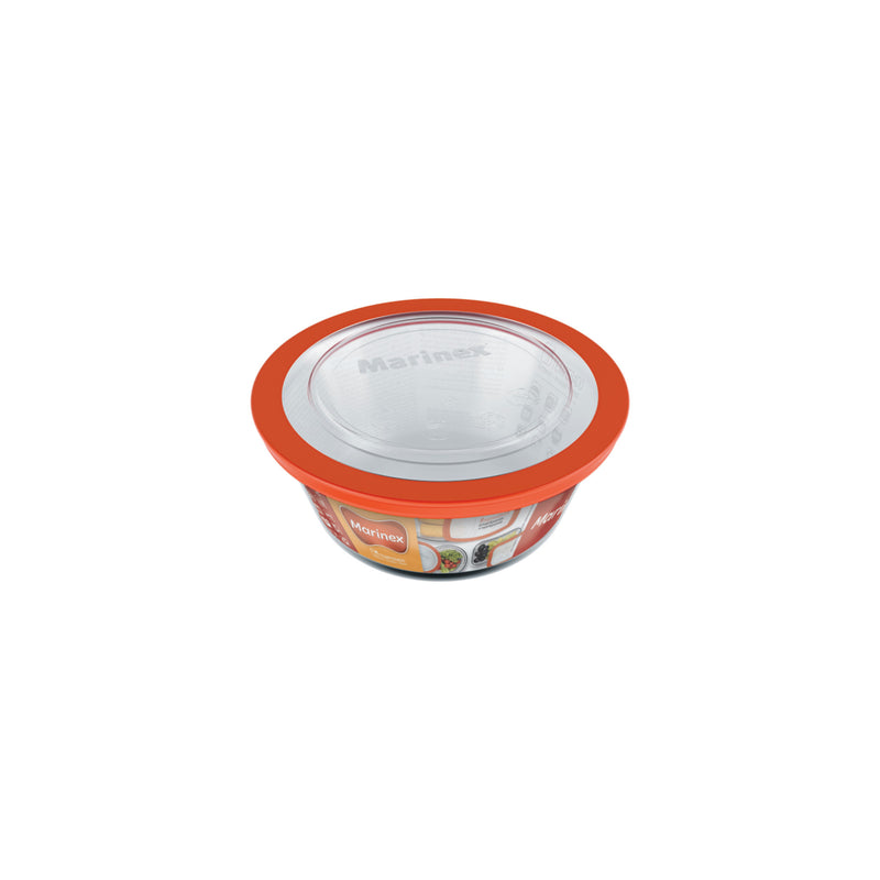 MARINEX ROUND FOOD STORAGE CONTAINER WITH PLASTIC LID, 2.4LT (223MM DIAX110MM)