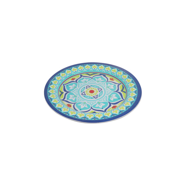 MELAMINE DINNER PLATE BLUE MOROCCAN MANDALA, (14X252MM DIA)