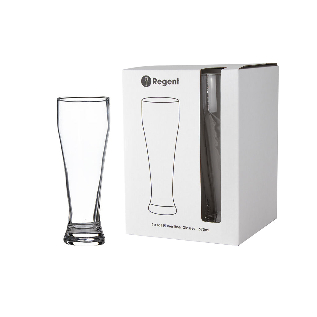 REGENT TALL PILSNER GLASS 4 PACK, (675ML) HCS Home and Catering Suppliers
