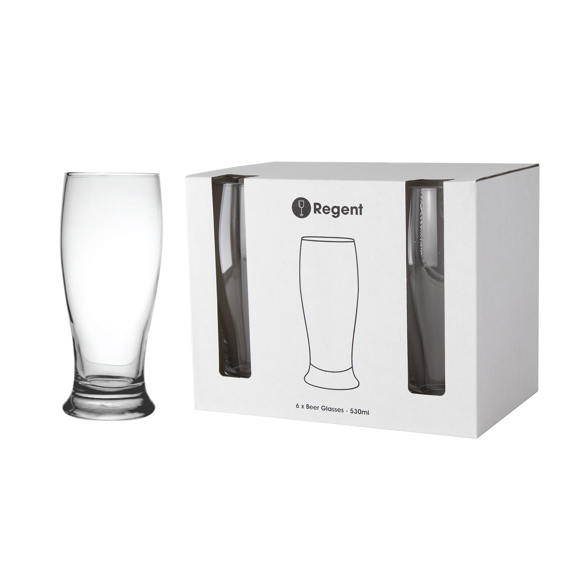 REGENT BEER GLASSES 6PK, 530ML