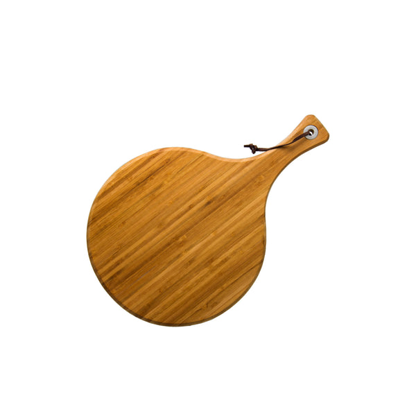 REGENT BAMBOO ROUND PADDLE SERVING BOARD WITH RING, (430/280MM DIAX16MM)