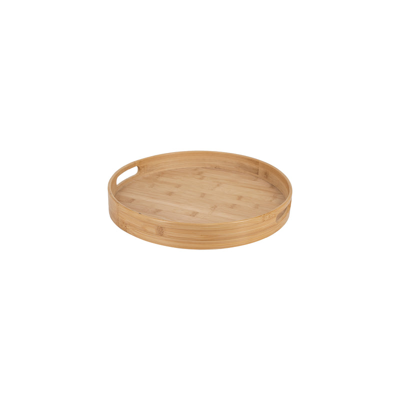 REGENT BAMBOO ROUND SERVING TRAY WITH CUT OUT HANDLE, (360MM DIAX50MM)