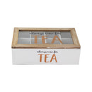 REGENT KITCHEN TEA BOX WITH 8 PARTITIONS WOOD AND GLASS, (315X190X96MM)