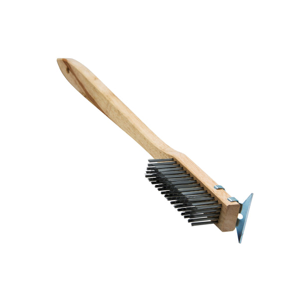 REGENT WOODEN WIRE BRUSH WITH GRIDDLE SCRAPER, (520X75X60MM)