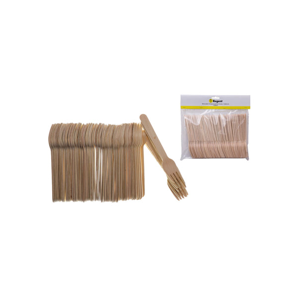 REGENT DISPOSABLE WOODEN FORKS 100PCS, (160X26MM)