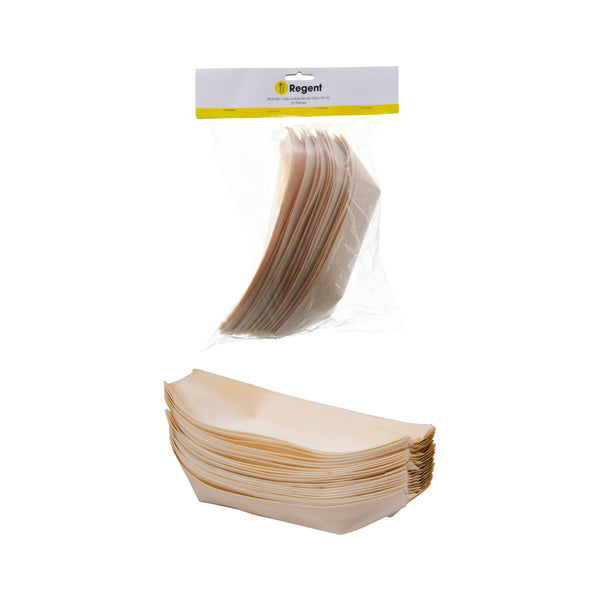 REGENT DISPOSABLE WOODEN BOAT LARGE 20PCS, (210X110MM)