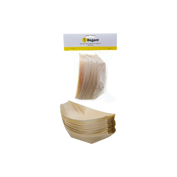 REGENT DISPOSABLE WOODEN BOATS 20PCS, (145X87MM)