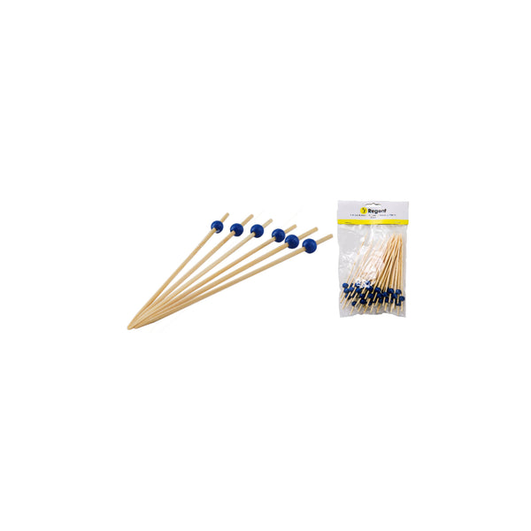 REGENT BAMBOO DISPOSABLE PICKS WITH BLUE BEADS 50PCS, (150MM)