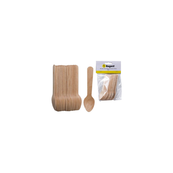 REGENT WOODEN DISPOSABLE TEASPOONS 24PCS, (110X23MM)