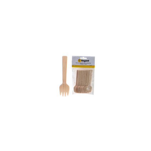 REGENT DISPOSABLE BAMBOO MINI COCKTAIL FORKS 20PCS, (110MM)