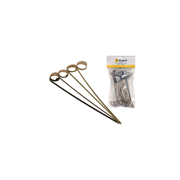 REGENT BAMBOO DISPOSABLE FOOD PICKS RING DESIGN IN BLACK & NATURAL 50PCS, (180MM)