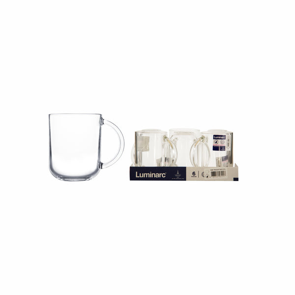 LUMINARC TROQUET TEMPERED GLASS MUG, 6 PACK (250ML)