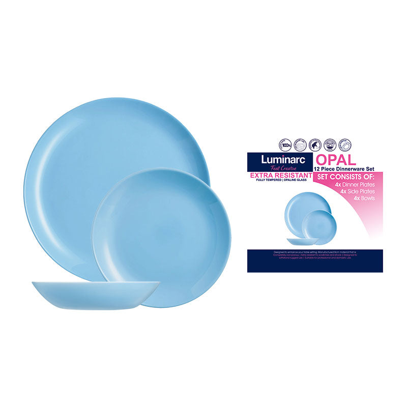 LUMINARC OPAL BLUE DINNERWARE 12 PIECE SET HCS Home and Catering