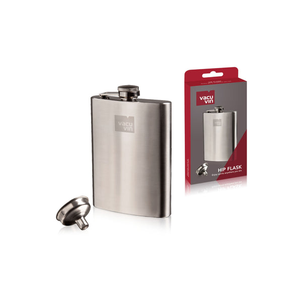 VACU VIN HIP FLASK & FUNNEL STAINLESS STEEL, (240ML)