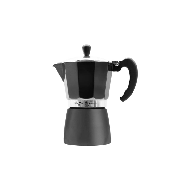 REGENT COFFEE MAKER ALUMINIUM 2 TONE MATT BLACK WITH SILVER 6 CUP, (275ML)