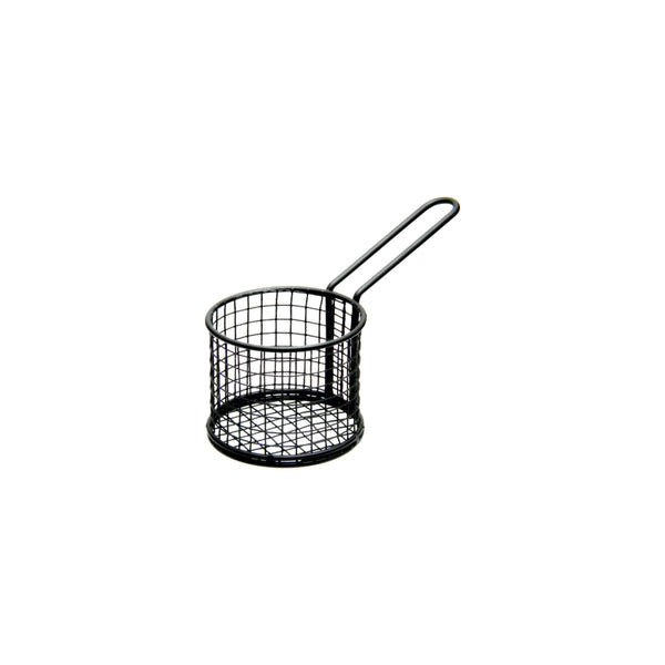 REGENT CHIP SERVE FRYER WIRE BASKET ROUND BLACK POWDER COATED, (210/100MM DIAX80MM)
