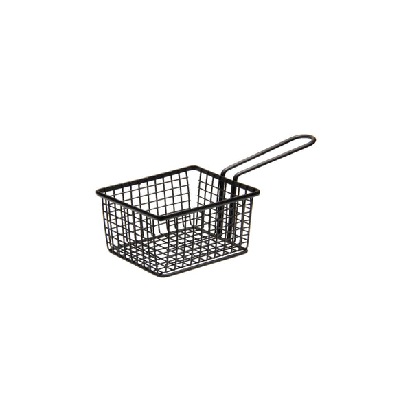 REGENT CHIP SERVER WIRE RECT. FRYER BASKET WITH HANDLE P.C. BLACK, (125X100X85MM)