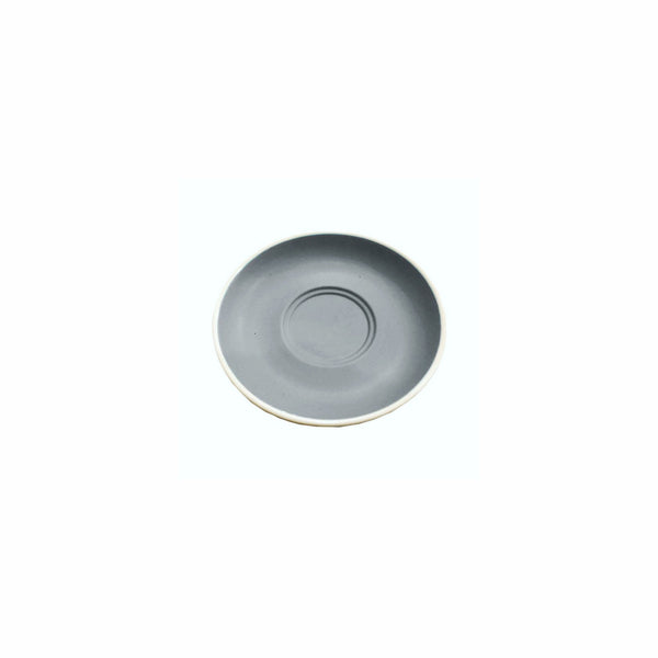 REGENT STONEWARE CAP. & LONG BLACK DOUBLE WELL SAUCER MATT GREY, (140MM DIA) EA.