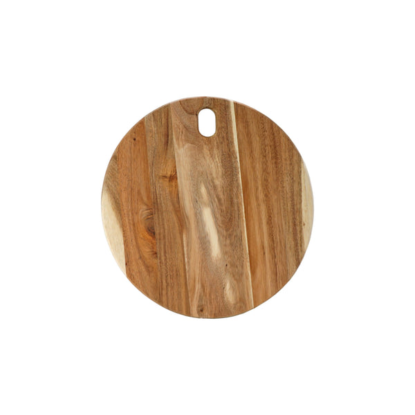 REGENT ACACIA WOOD SERVING BOARD ROUND WITH RING HANDLE, (350X310X15MM)