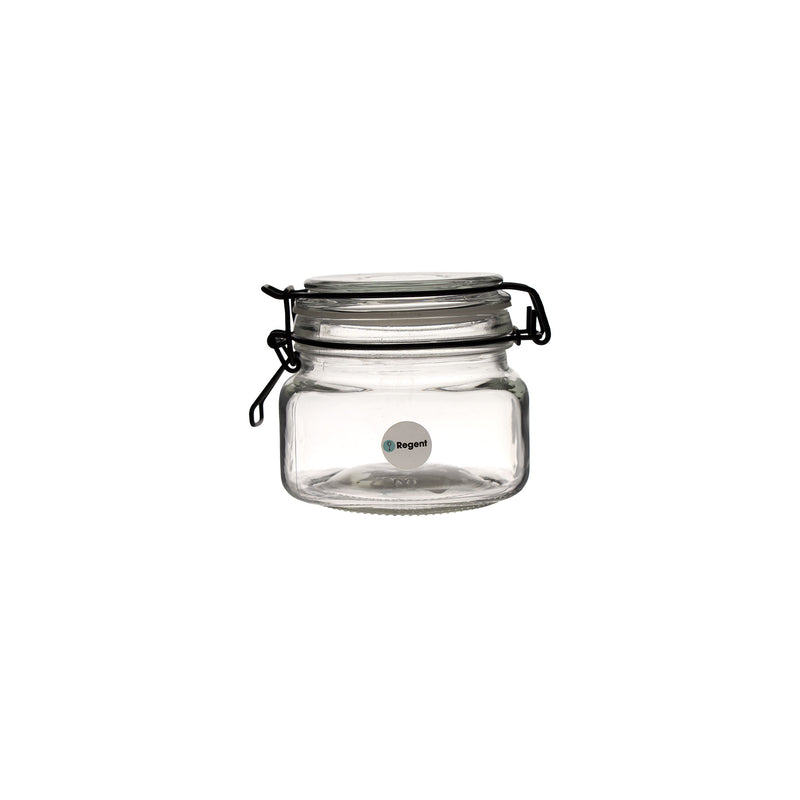 REGENT HERMETIC CANISTER WITH GLASS LID AND BLACK CLIP, 500ML (100X125X110MM DIA)