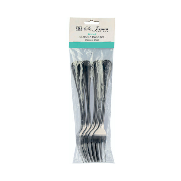 ST. JAMES CUTLERY BRISTOL (880) TABLE FORK 6PK STAINLESS STEEL