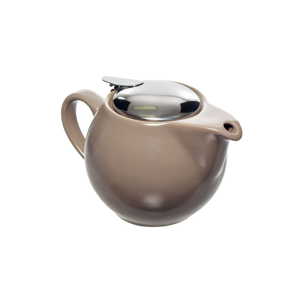 TEAPOT CERAMIC WITH ST STEEL COVER & INFUSER TAN, (350ML)