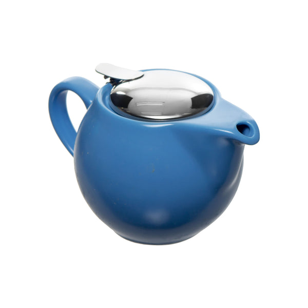 TEAPOT CERAMIC WITH ST STEEL COVER & INFUSER MATT BLUE, (500ML)