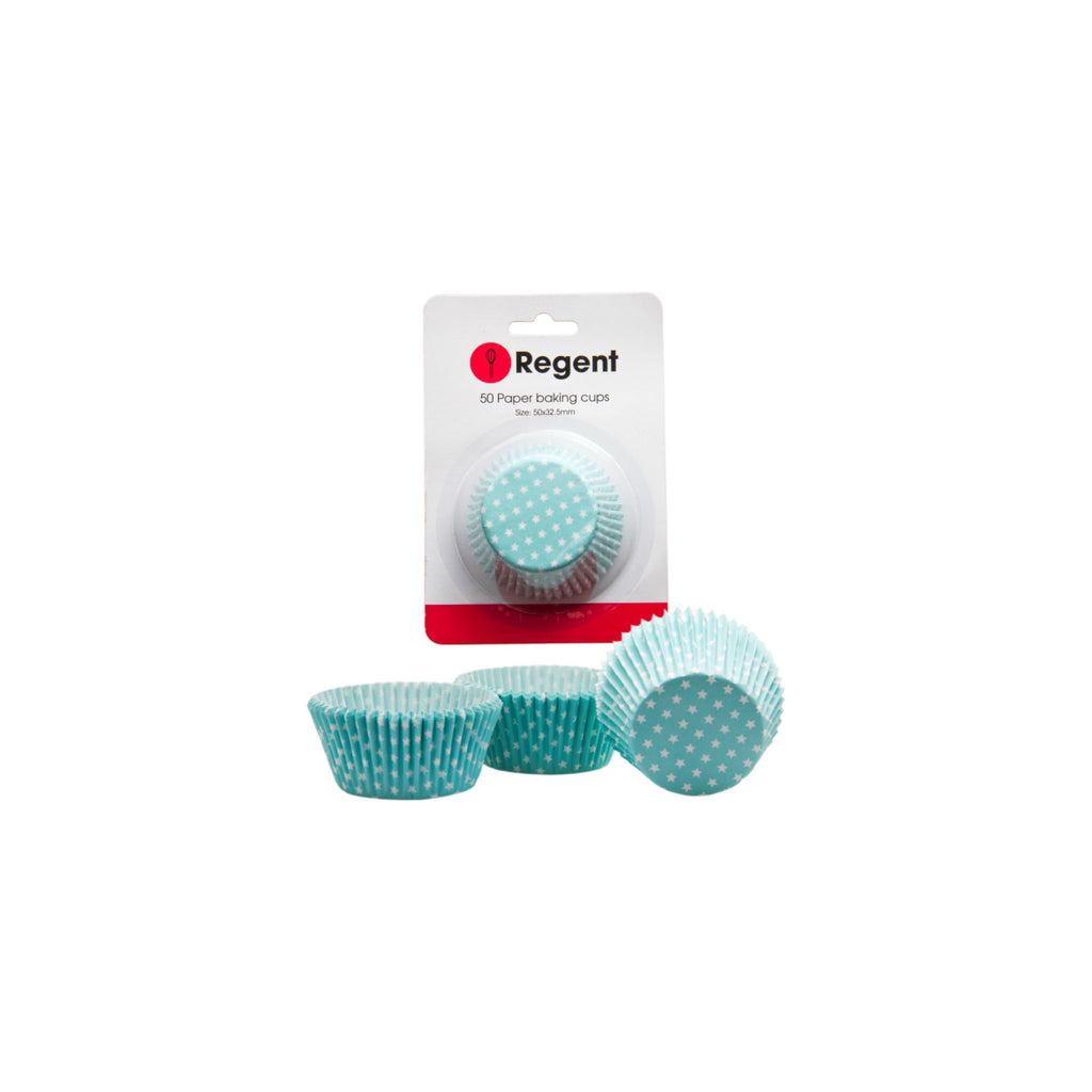 REGENT CAKE CUPS BLUE WITH WHITE STARS 50 PIECE, (50X32.5MM)