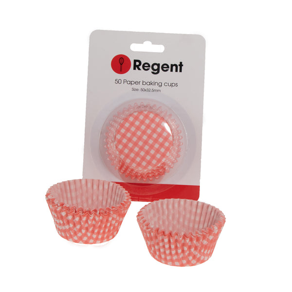 REGENT CAKE CUPS PINK AND WHITE CHECK 50 PCS, (50X32.5MM)