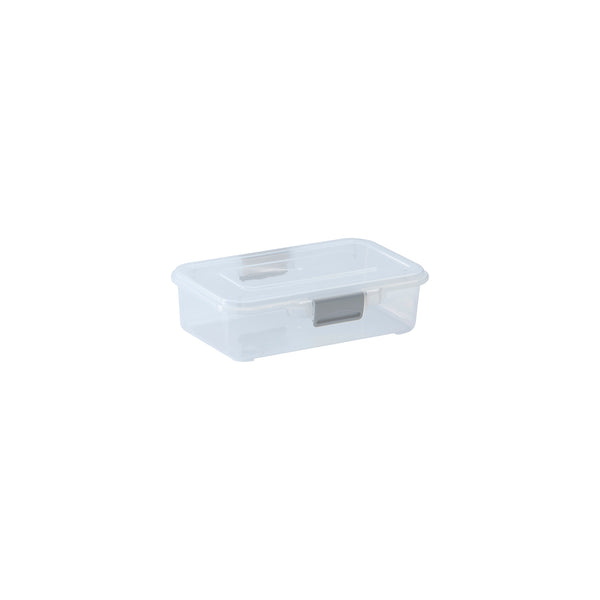 REGENT PLASTIC PINKI STORAGE BOX CLEAR & GREY, 1.1LT (210X140X60MM)