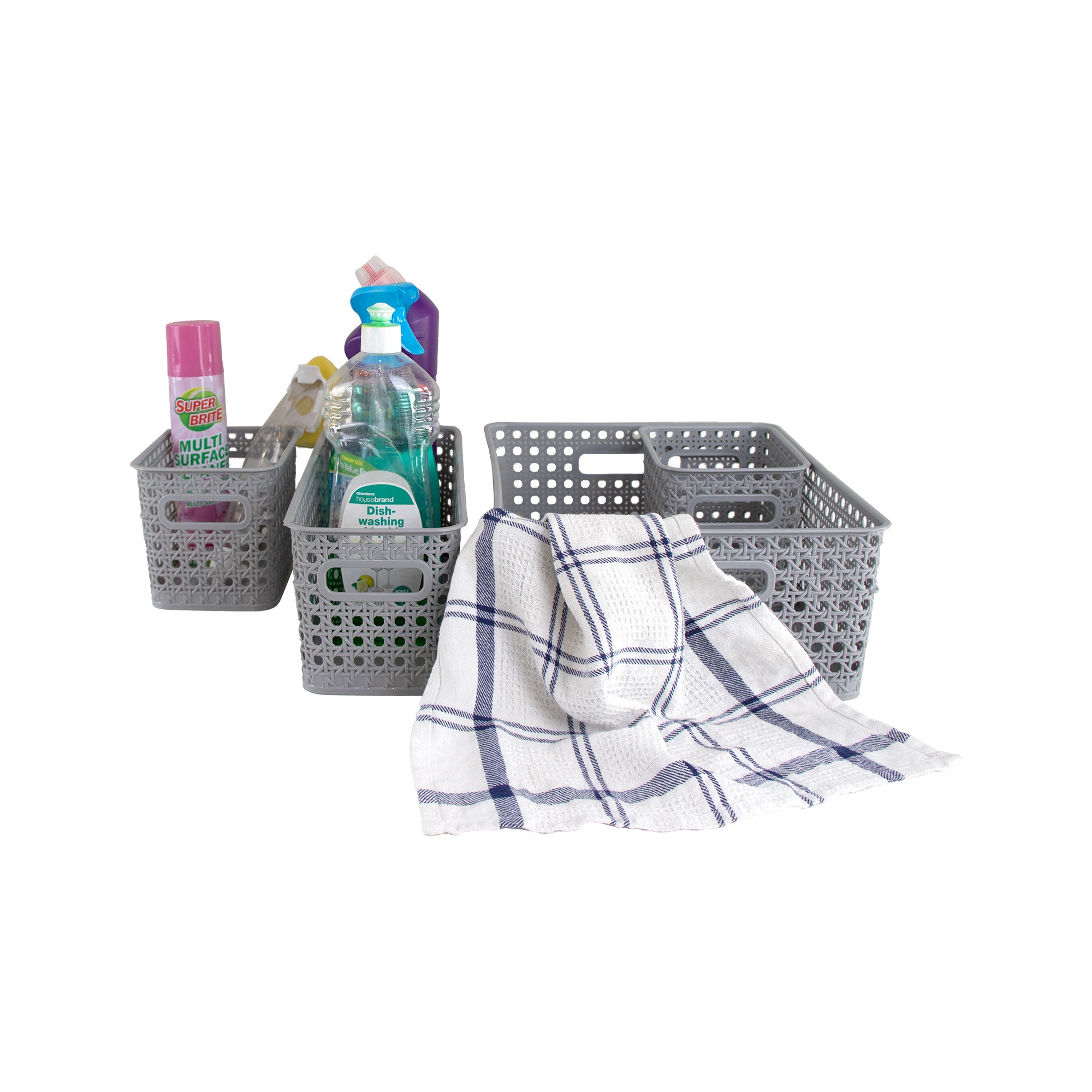 REGENT STOREAWAY CLASSIC GREY PLASTIC BASKET SMALL, 170X135X130MM