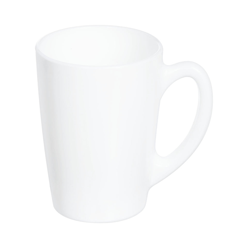 CONSOL OPAL GLASS V SHAPE WHITE MUG, (320ML)