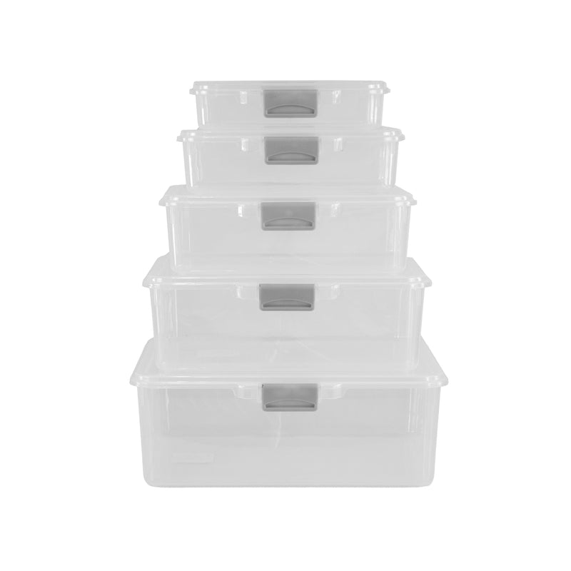 REGENT PLASTIC PINKI STORAGE BOX CLEAR & GREY, 2.2LT (240X280X80MM)